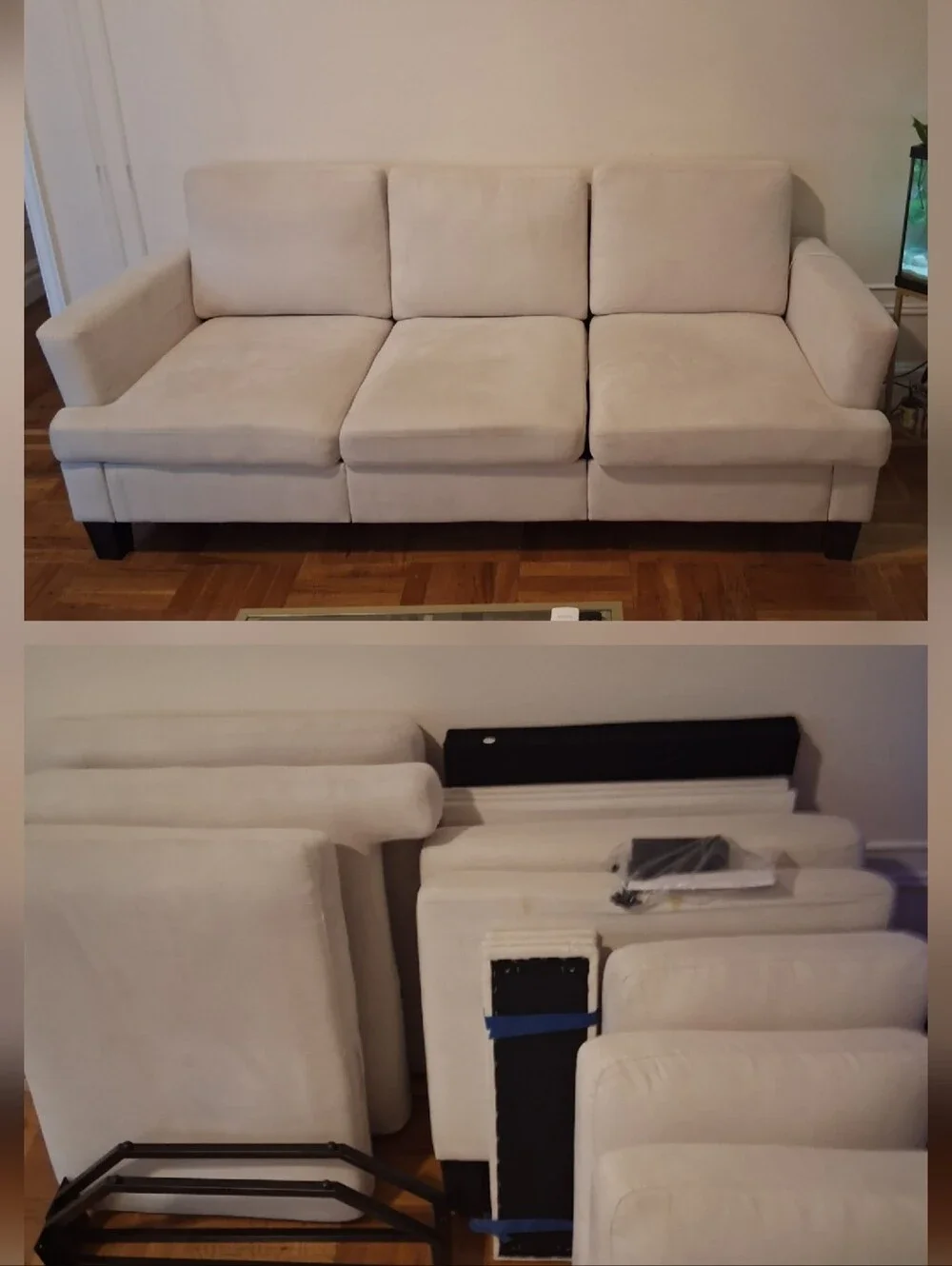 Beige Modern Three-Seat Sofa - Neutral Home Accent